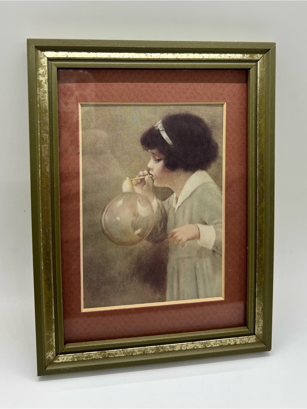 Vintage Bessie Pease “An Anxious Moment” print in frame
